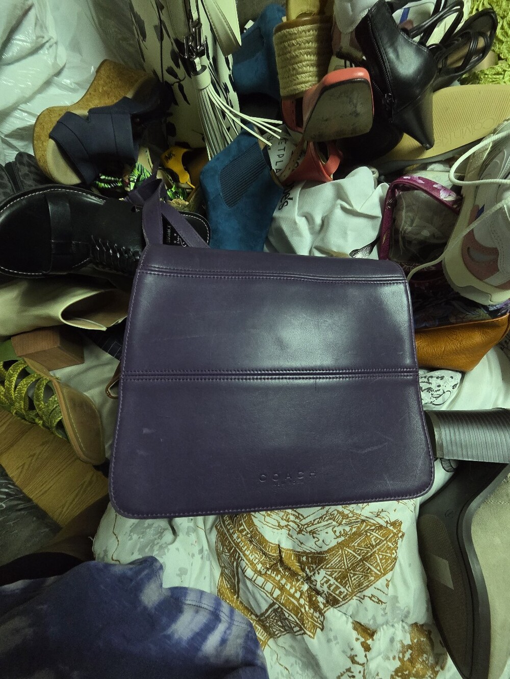 Vintage Coach Purple Leather Crossbody Flap Bag